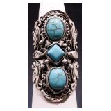 UNIQUE MULTI STONE TURQUOISE RING, LAB MADE
