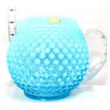 Fenton blue hobnail opalescent 5in pitcher