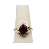 Oval cut amethyst ring, lab created