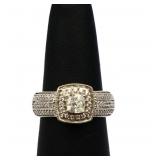 Sterling square white sapphire ring, lab created