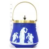 Vntg Wedgewood blue jasperware biscuit jar