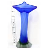 Cobalt satin 7.5in JIP vase w/ smoked base
