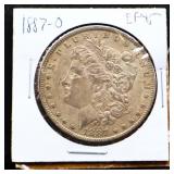 1887O Morgan silver dollar