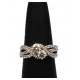Sterling white sapphire double stone ring lab made