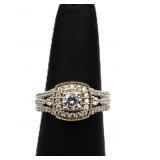 Sterling white sapphire square ring, lab created