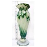 Fenton Frank Workman 11in green vase