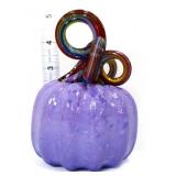 Purple art glass 5in pumpkin w/ swirl stem