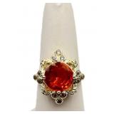 Round orange ring, lab created