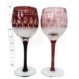 Lot of 2 amethyst bohemian goblets
