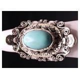 Oval turquoise ring, lab created
