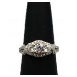 Sterling white sapphire 3 stone ring, lab created