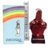 Mosser cranberry glass Mindy clown figure w box