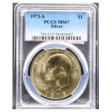 Graded MS67 1973S Eisenhower silver dollar