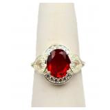 Oval cut ruby ring, lab created