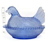 Vntg Indiana cornflower blue hen on nest
