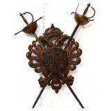 Metal coat of arms & swords