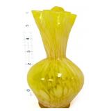 Empoli vaseline spatter 6in art glass vase