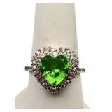 Heart cut emerald ring, lab created