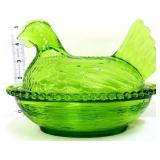 Vintage inspired green 7in hen on nest