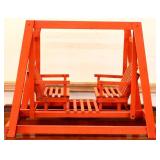 Vintage wood orange painted doll swing