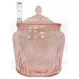 Pink depression royal lace cookie jar