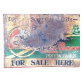 Vntg metal 19.5x13.5 Leak Proof Piston Rings sign