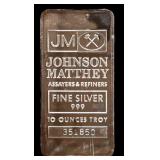 10 troy ounce Johnson Matthey silver bar