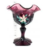 Fenton plum empress 6in compote