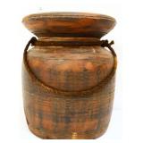 10in wood bucket with rope handle