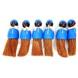 6 vintage style americana blue barber brushes