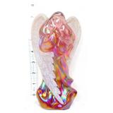 Fenton pink iridescent 7in sugared wings angel