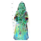 Fenton 8in spruce green carnival Santa w/ list
