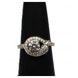 Sterling white sapphire round ring, lab created