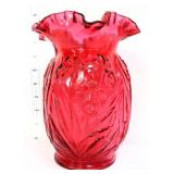 Fenton cranberry 8in daffodil vase