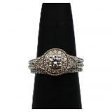 Sterling white sapphire round ring, lab created