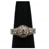 Sterling white sapphire round ring, lab created