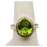 Oval cut peridot ring, lab created