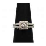 Sterling square white sapphire ring, lab created