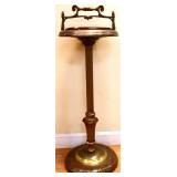Vntg metal smoke stand w/ amber ashtray see pics