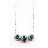Emerald 3 stone necklace, lab created