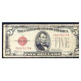 1928C red seal $5 note