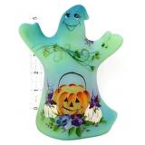 Fenton Kibbe 6in blue/green jack o lantern ghost