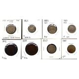 Lot of 8 1800s mixed type coins