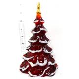 Fenton 7in amberina flocked Christmas tree