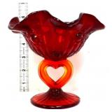 Fenton amberina heart stem compote