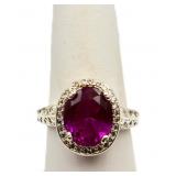 Oval cut amethyst ring, lab created