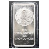 10 troy ounce Indian face silver bar