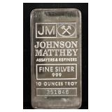 10 troy ounce Johnson Matthey silver bar