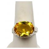 Oval cut citrine ring, lab created