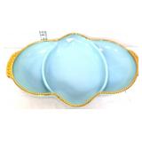 Vntg Fire King blue divided relish dish